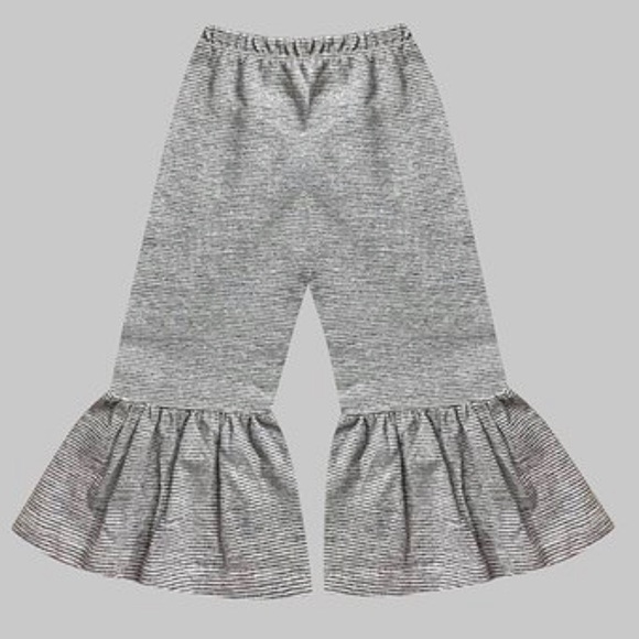 Girls Gray Chalk Pin-Stripe Boho Ruffle Pants